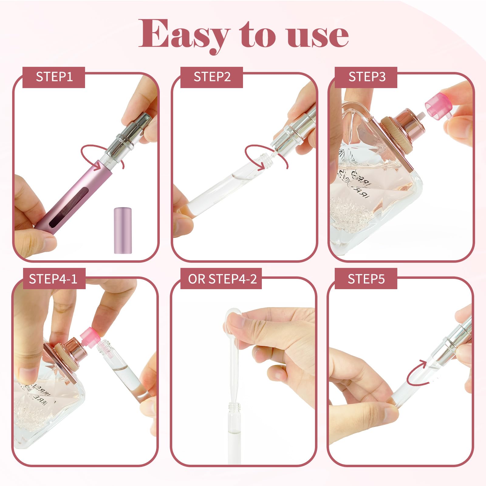 OBSGUMU travel atomiser versatile for perfumes, oils, and waters.