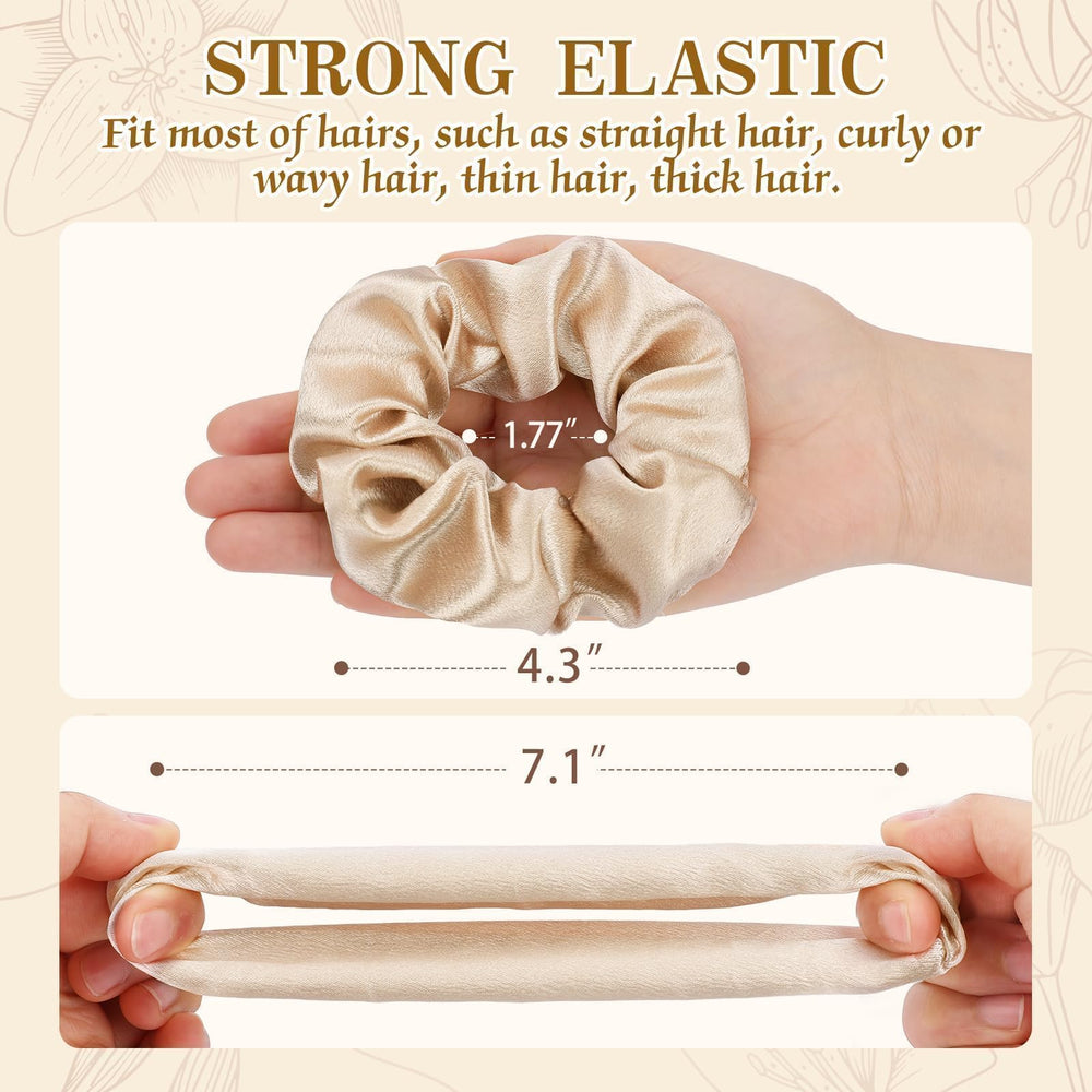 OCATO scrunchies beside makeup bag or gym bag for portability.
