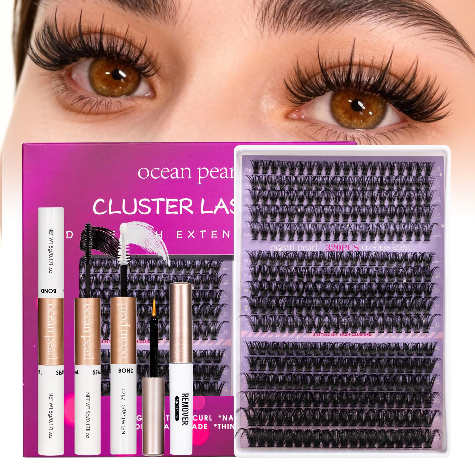 Ocean Pearl Lash Clusters 11–20mm for natural to dramatic volume