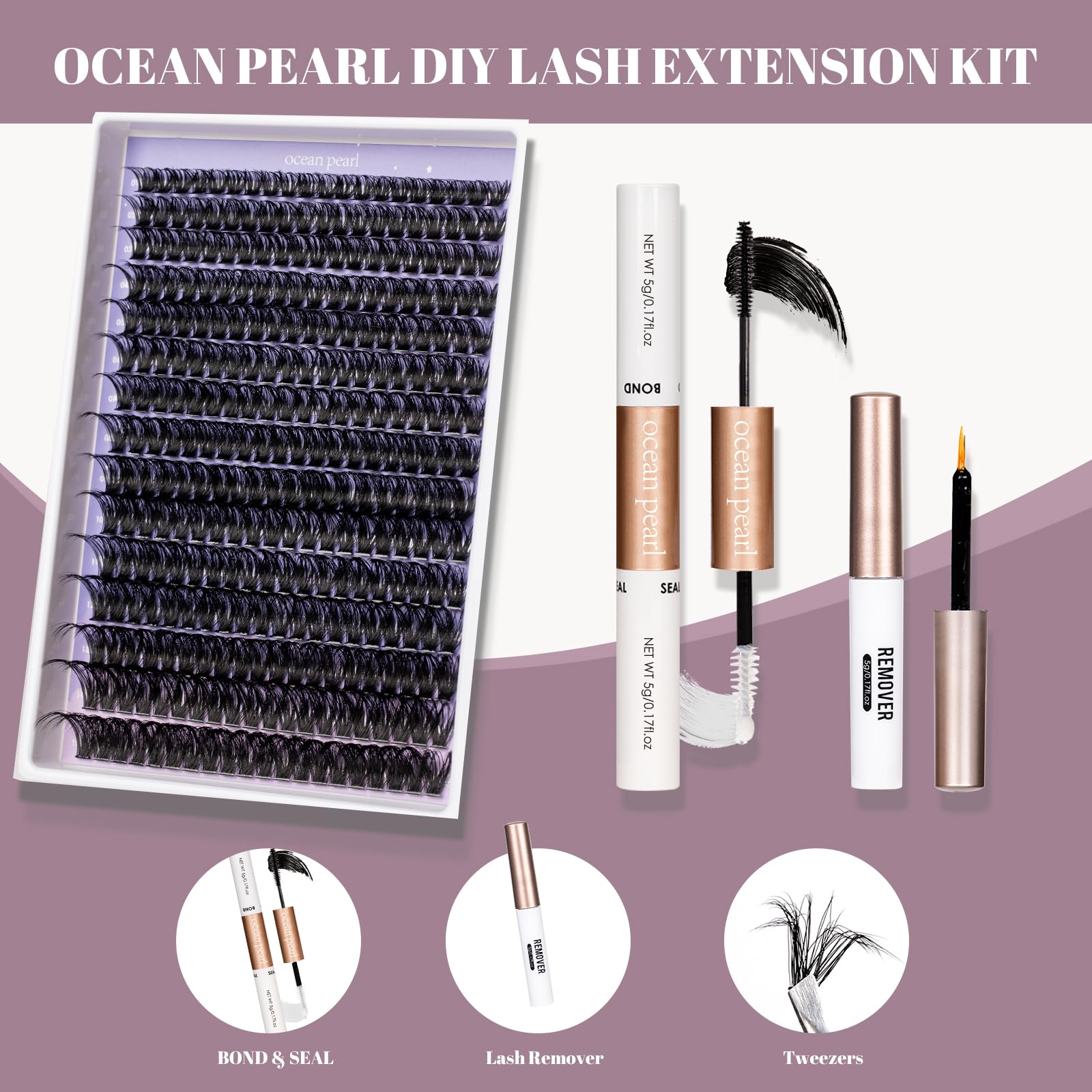 Ocean Pearl lash clusters applicator tweezers for accurate placement