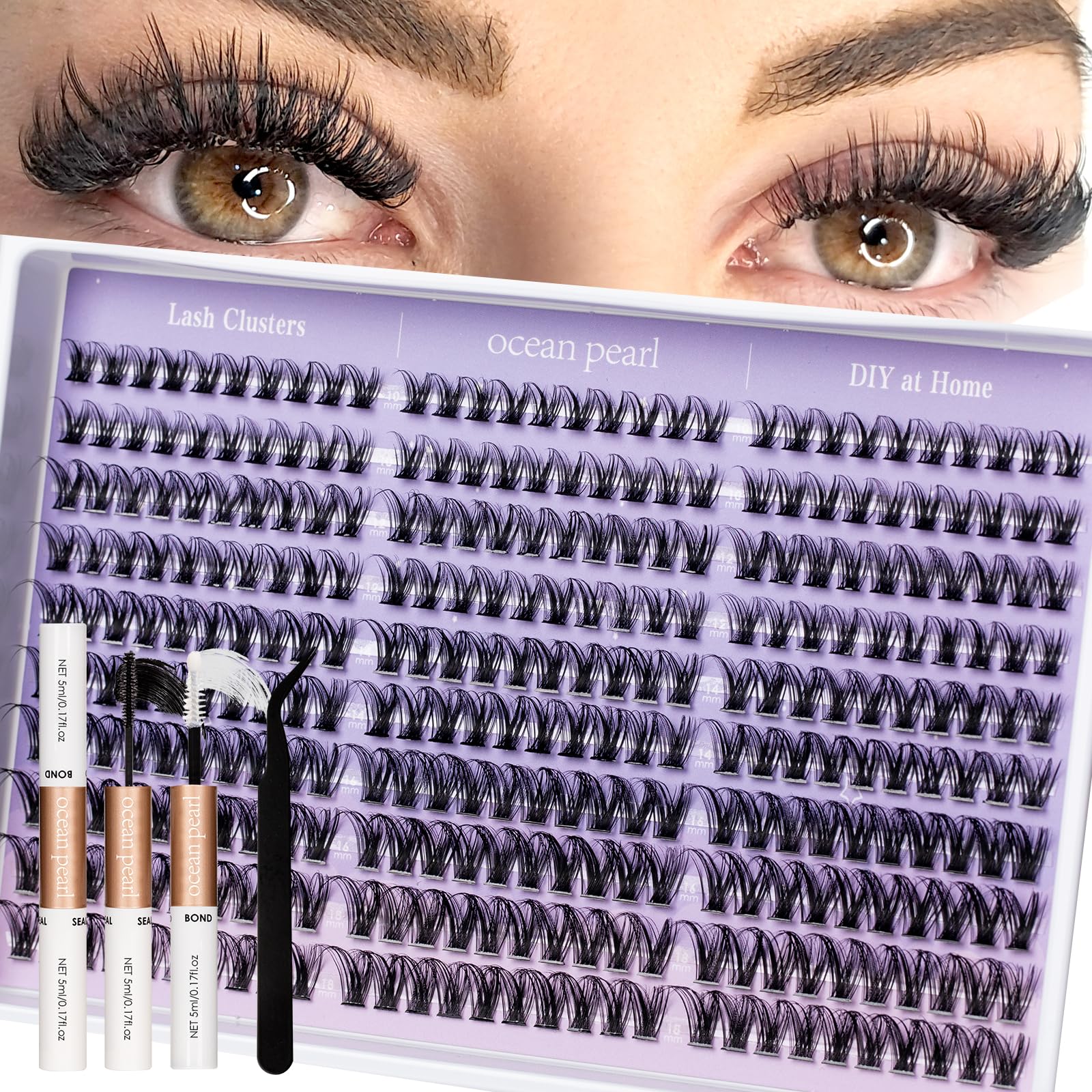 Ocean Pearl Lash Clusters collection shows natural blend for a polished look.