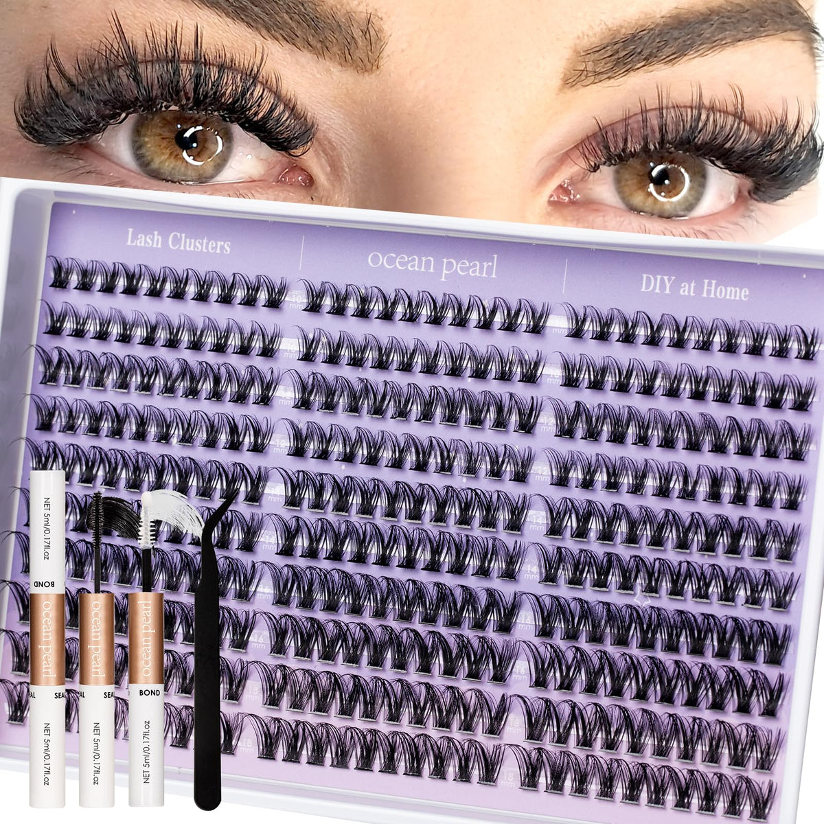 Ocean Pearl Lash Clusters collection shows natural blend for a polished look.