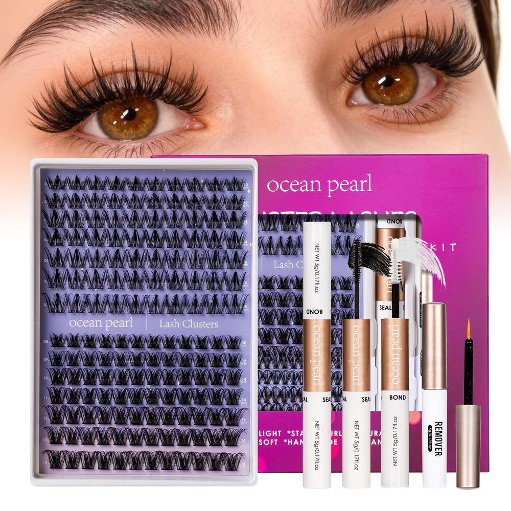 Ocean Pearl Lash Clusters Kit manga-look clusters on model eye for cosplay