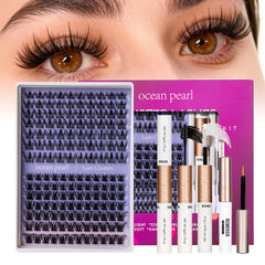 Ocean Pearl Lash Clusters Kit manga-look clusters on model eye for cosplay