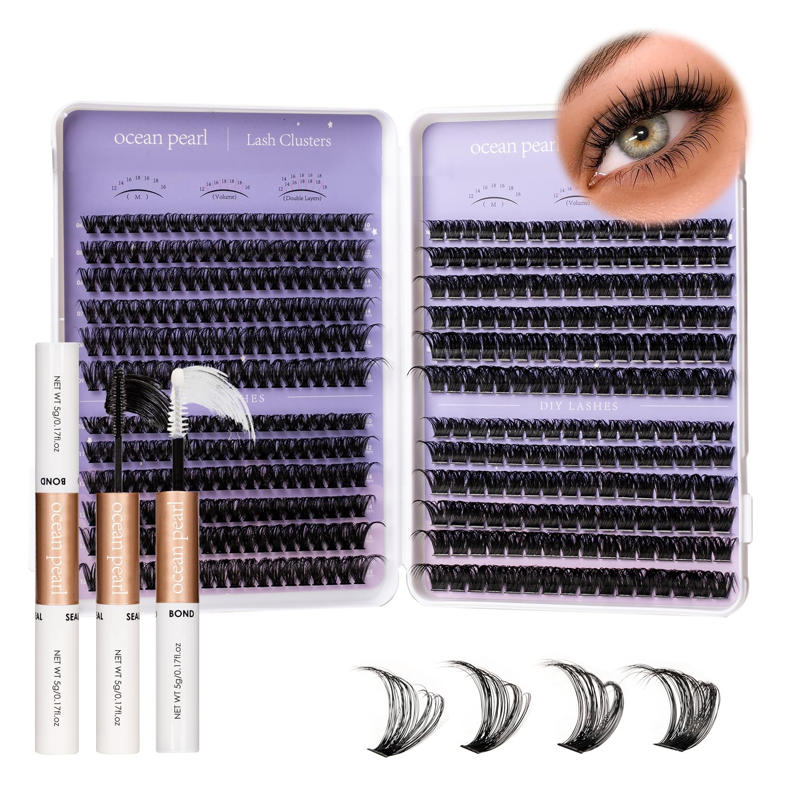 Ocean Pearl Lash Clusters kit open lid reveals easy reach for quick weekend refreshes.