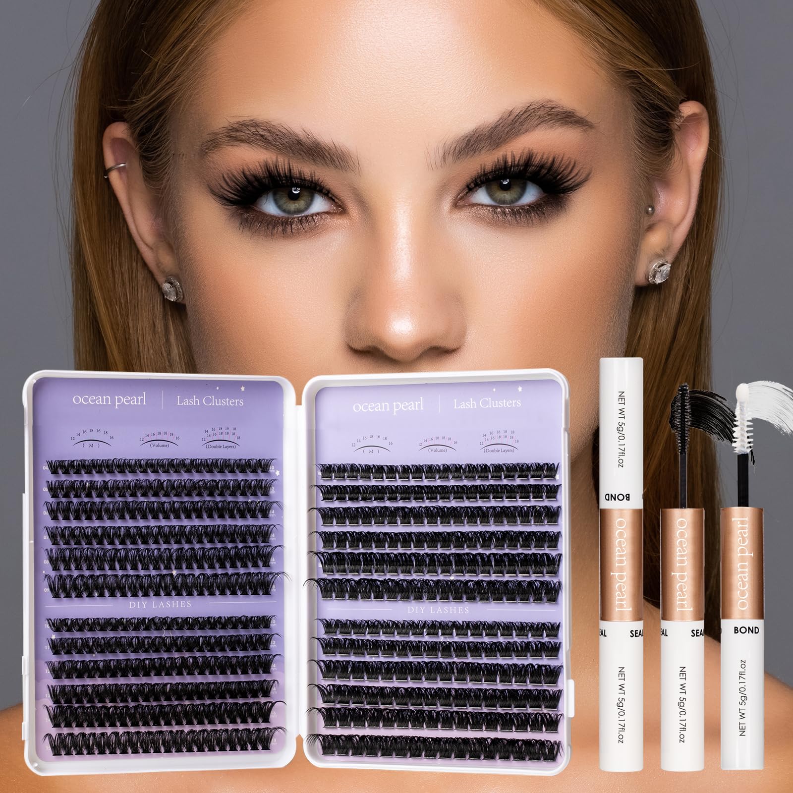 Ocean Pearl Lash Clusters Tweezers included offer precise placement during assembly.