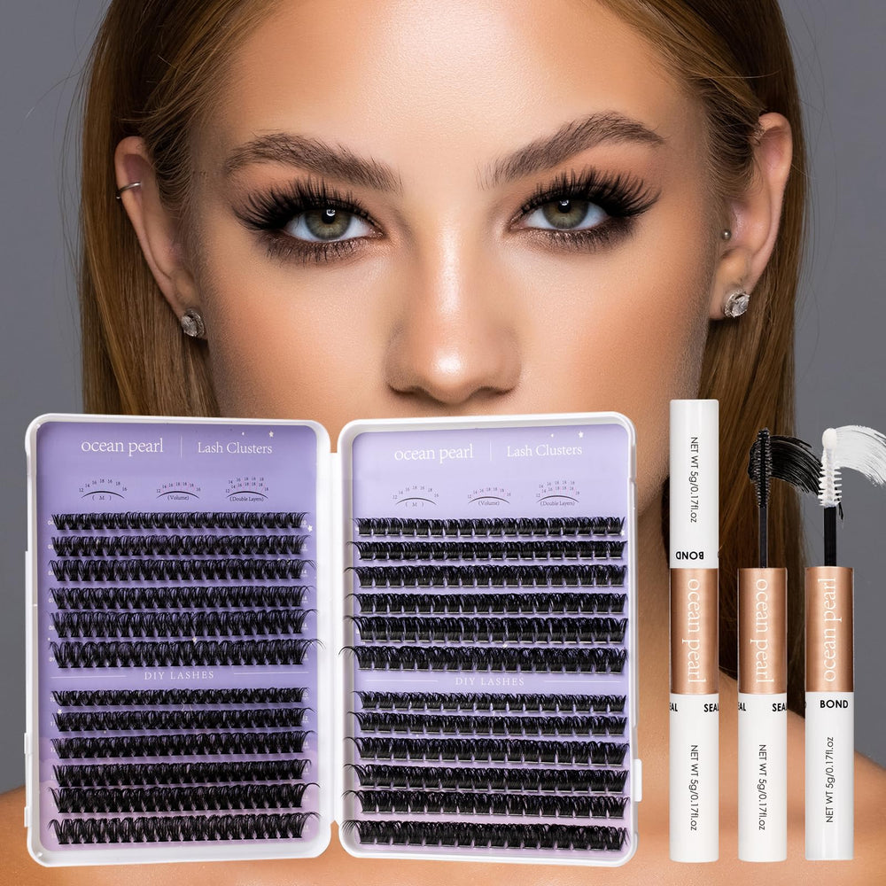 Ocean Pearl Lash Clusters Tweezers included offer precise placement during assembly.