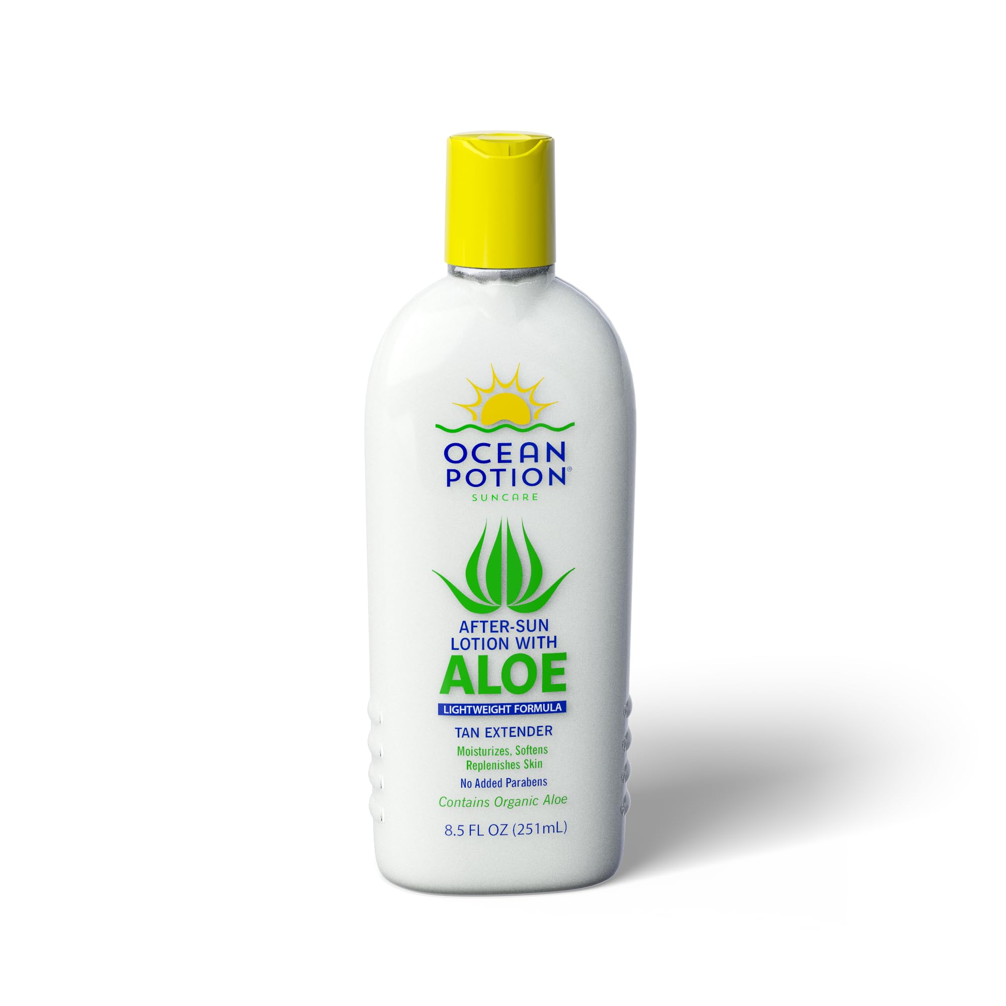 Ocean Potion after sun lotion bottle front shown for soothing hydration after sun exposure
