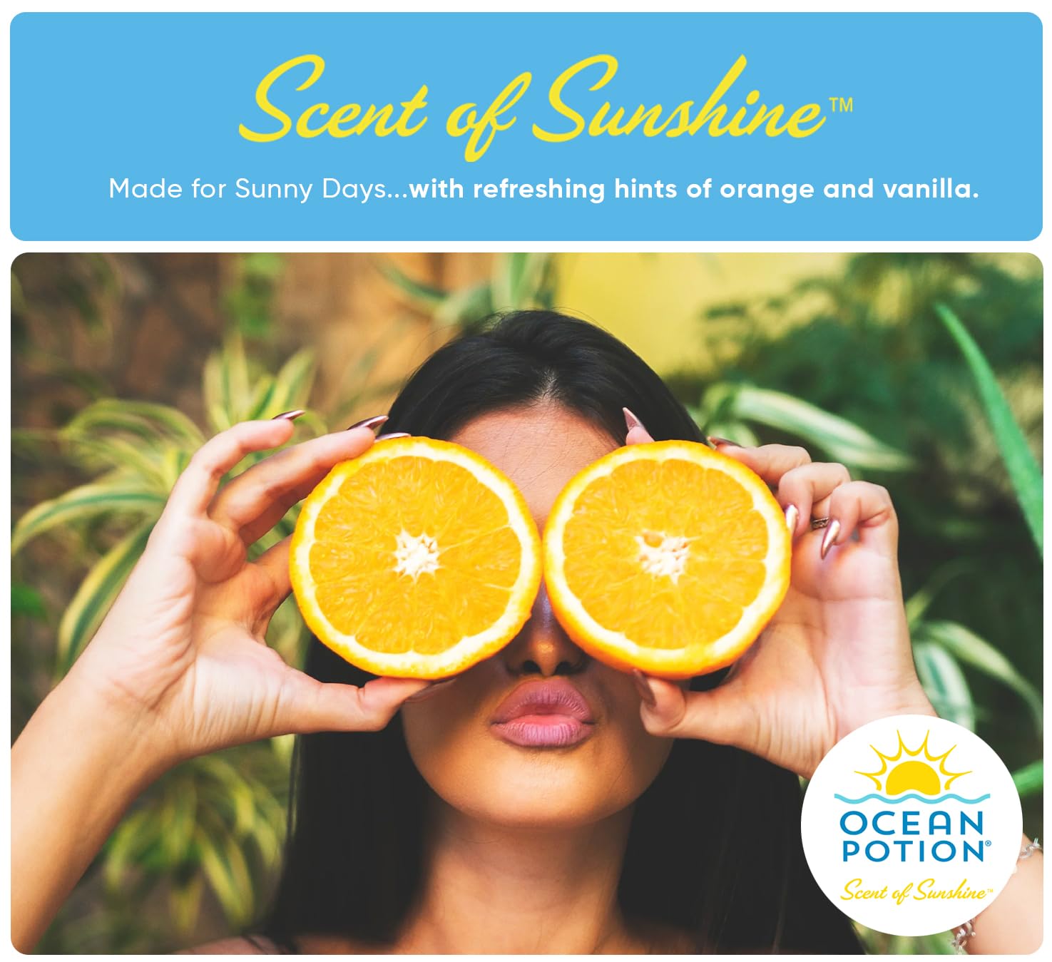 Ocean Potion Aloe leaf image highlights soothing skin with vitamin E.