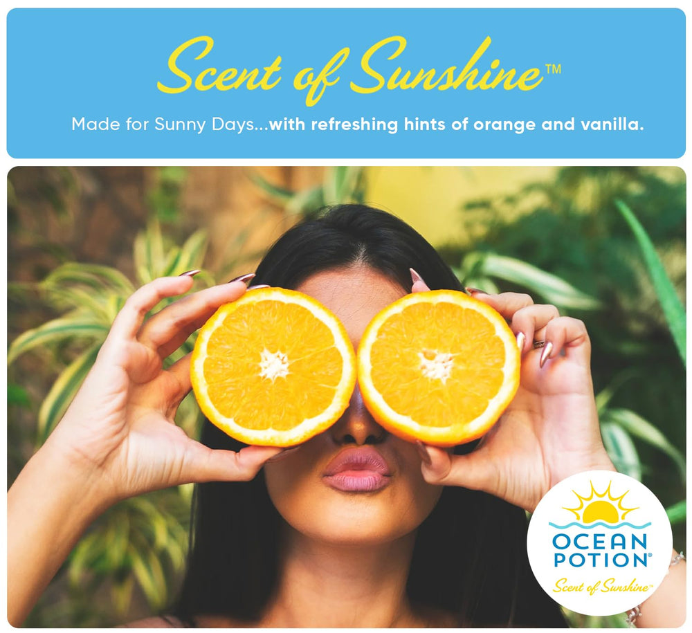 Ocean Potion Aloe leaf image highlights soothing skin with vitamin E.