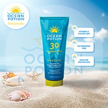 Ocean Potion water-resistance feature illustrated for up to 80 minutes outdoors.