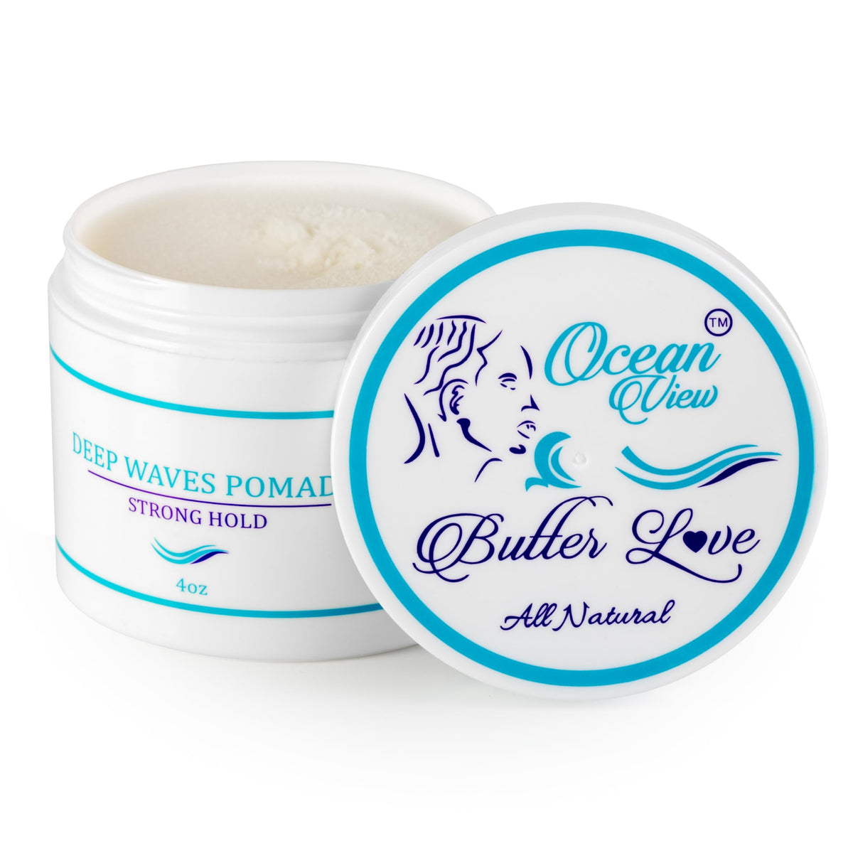 OCEAN VIEW Deep Waves Pomade, botella, define ondas 360 con brillo suave.