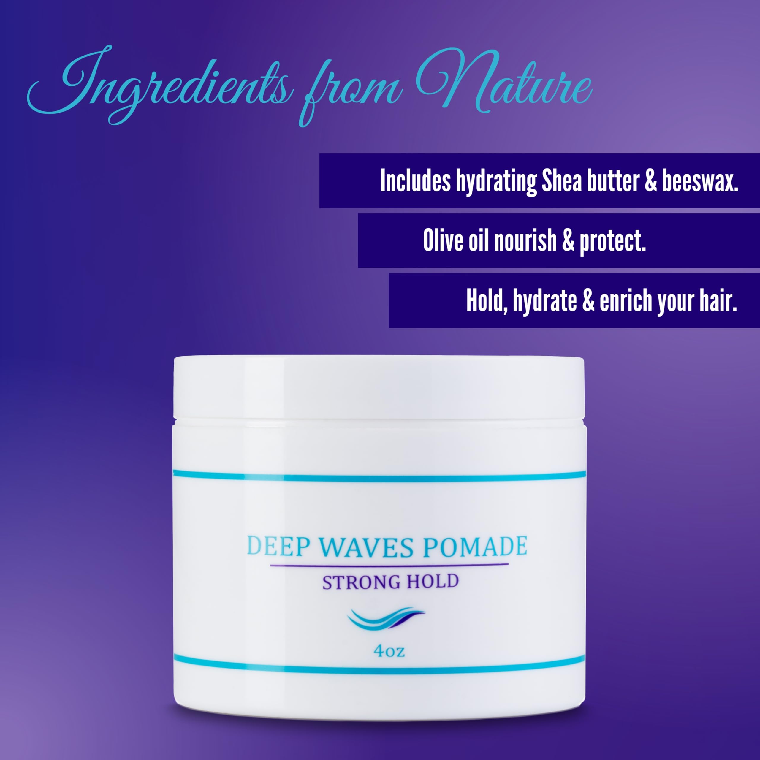 OCEAN VIEW Deep Waves Pomade, brillo sedoso para peinado limpio.