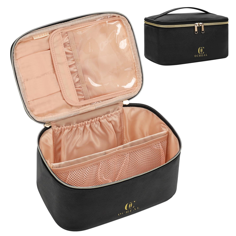 OCHEAL makeup bag fitting neatly in airline luggage and suitcases