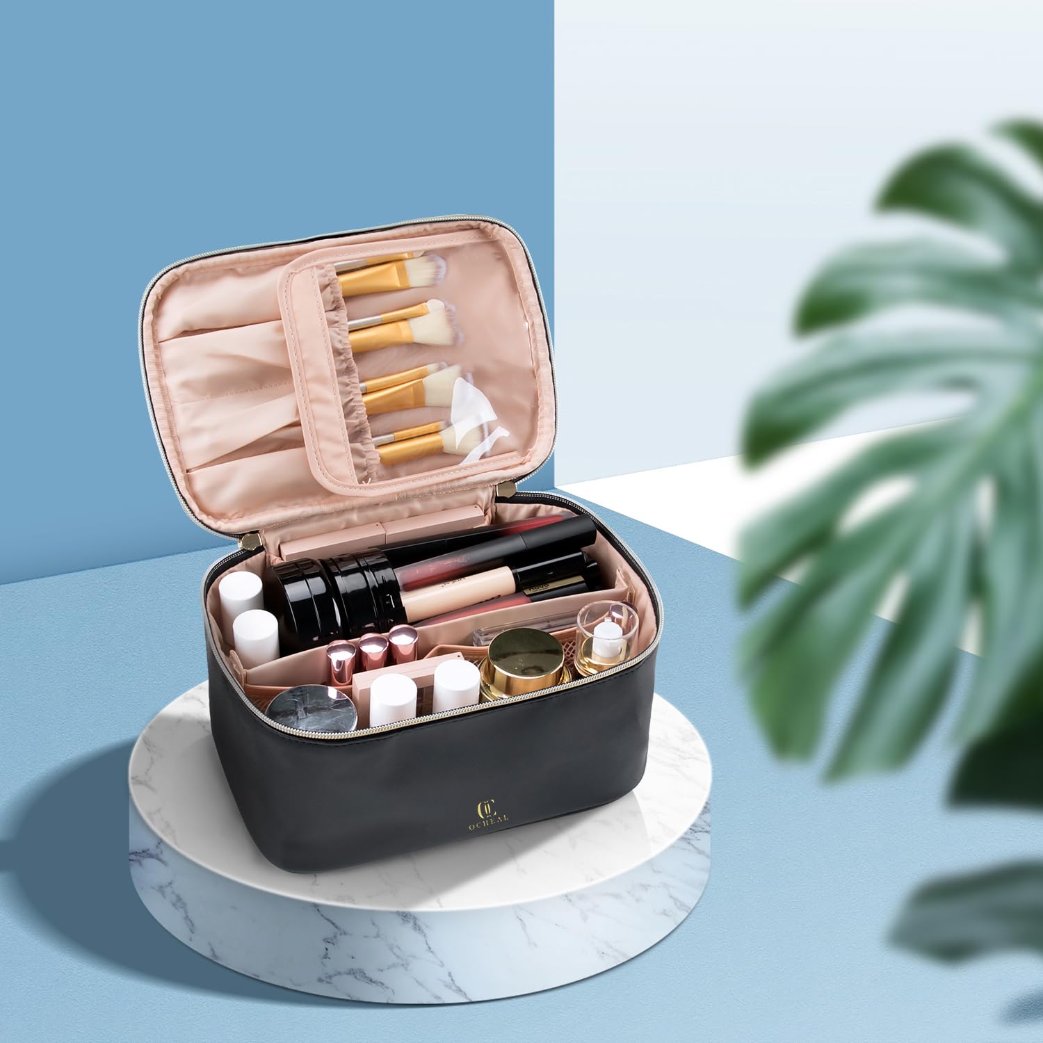 OCHEAL bag interior with waterproof lining protecting cosmetics