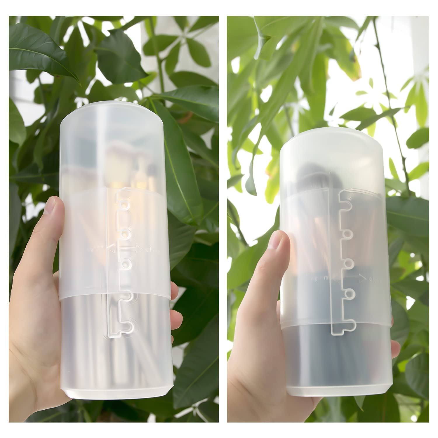 OCHEAL transparent dual-use brush holder divided into two storage zones