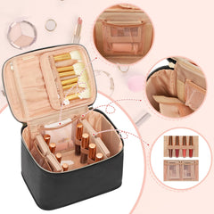 OCHEAL organizer bag with divider helps separate brushes and skincare.