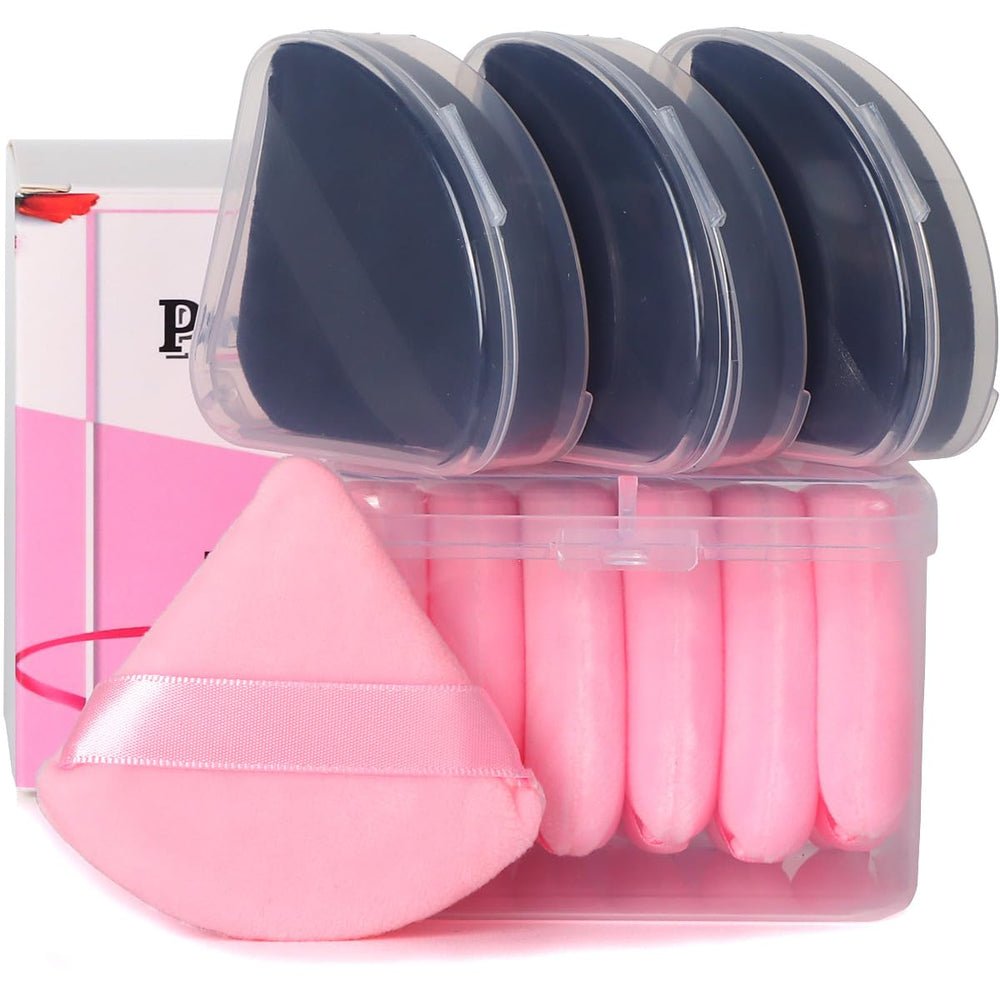 Ocim powder puff with triangle and circle design for precise under-eye setting.