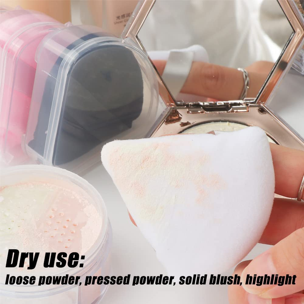 Ocim triangle powder puff supports wet or dry powder application.
