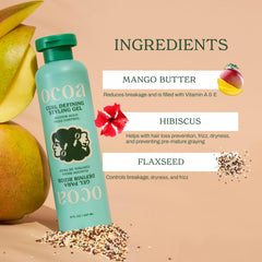 OCOA Control de frizz para rizos con textura suave y sin residuos duros.