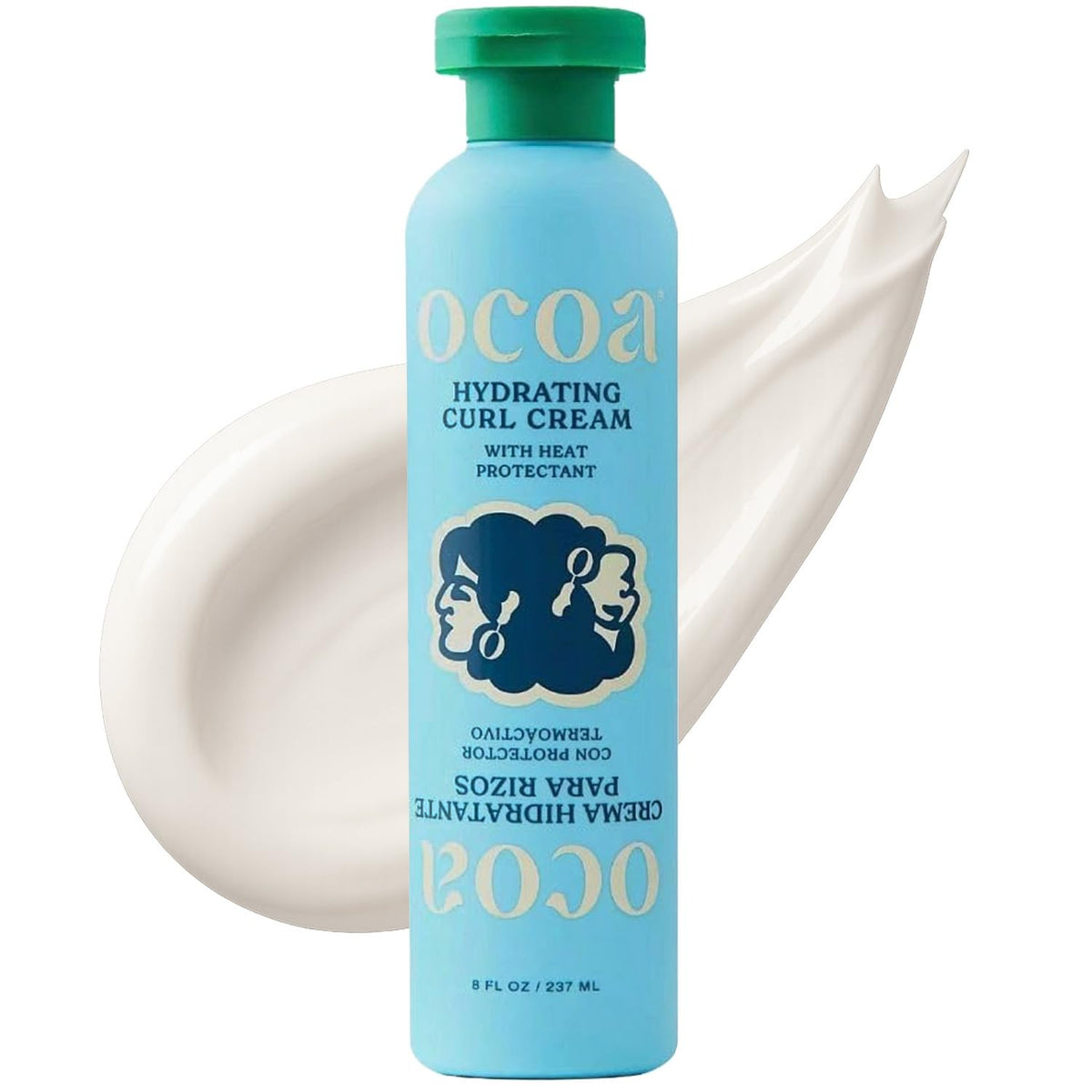 OCOA crema curl hidratante en botella, rizos definidos y suaves.