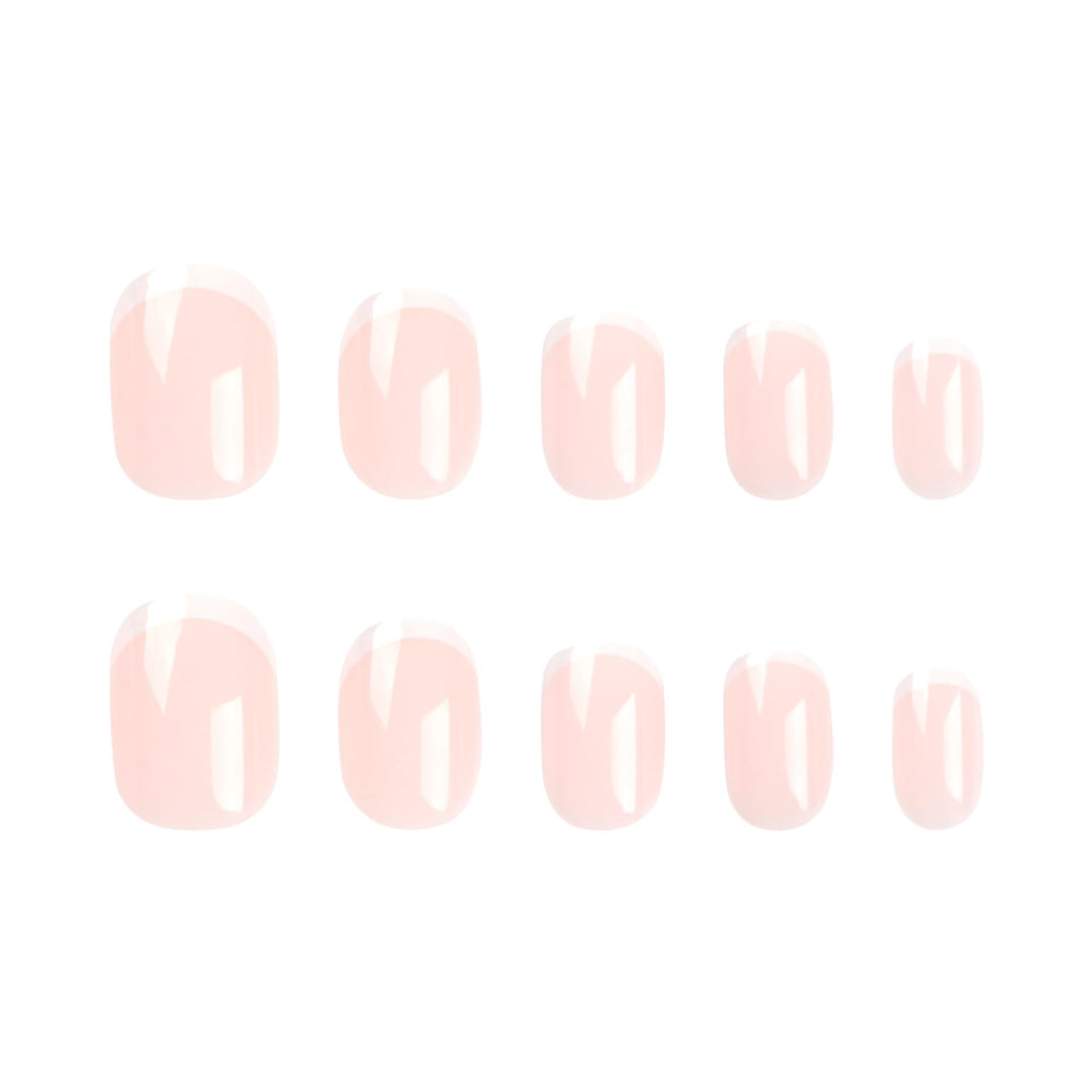 OCOUYVD French-tip nail art with gloss finish offering a polished, reusable option.