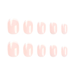 OCOUYVD French-tip nail art with gloss finish offering a polished, reusable option.