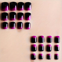 Uñas OCOUYVD con brillo y gradiente púrpura para evento nocturno.