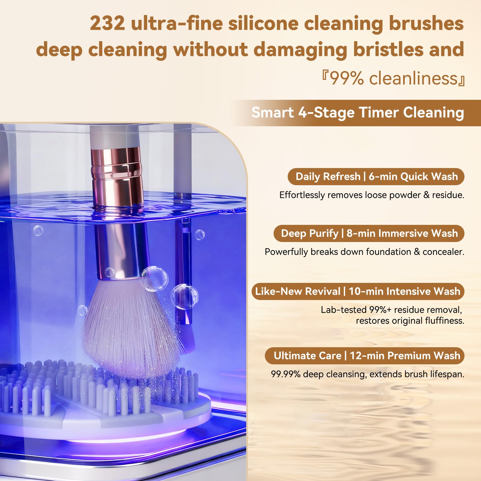 OctHope 5-in-1 brush cleaner with dryer, side view, compact USB design