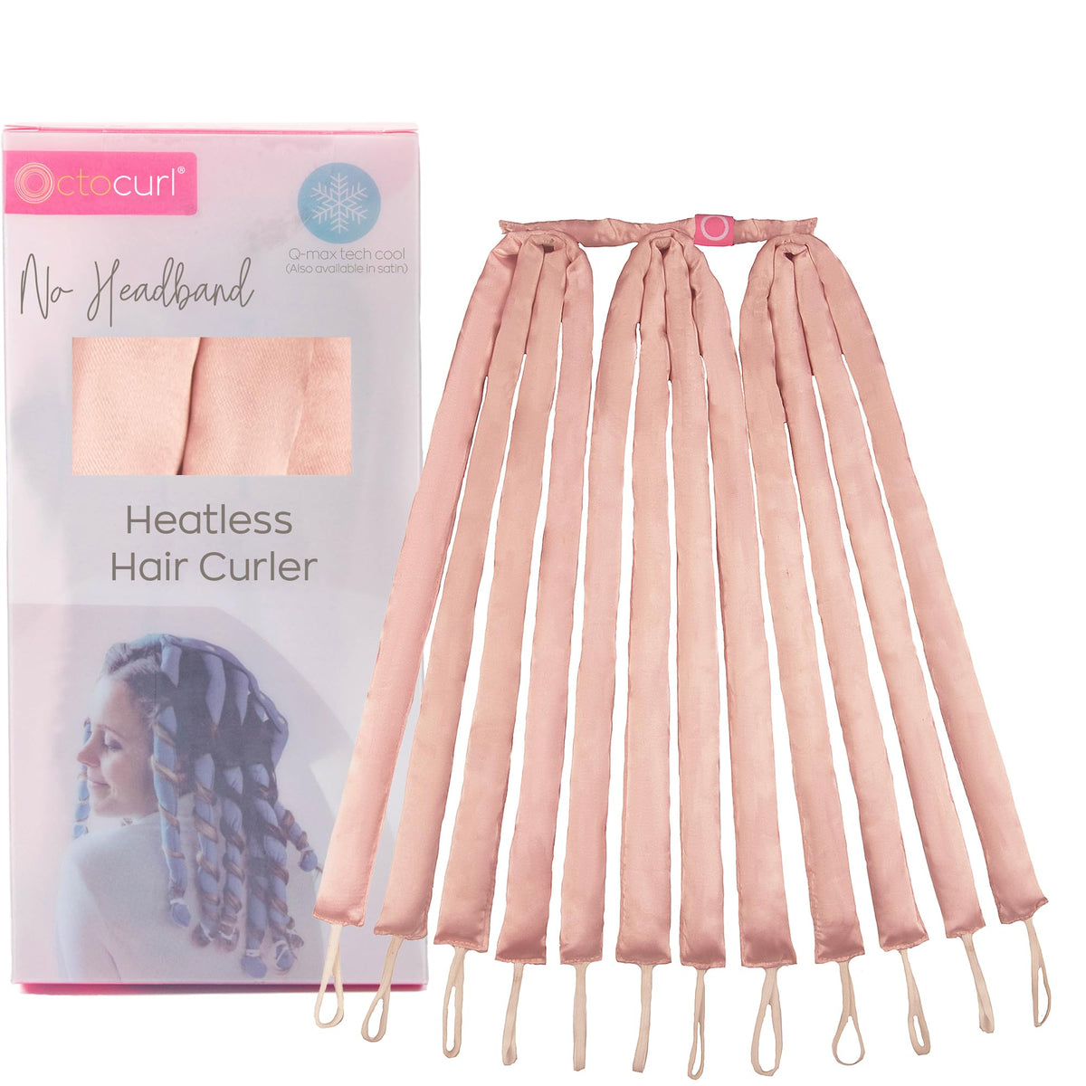 Octocurl No Headband wrap halo assembly shows lightweight heatless styling for controlled curls.