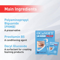 OCuSOFT Lid Scrub Plus 35 tearless formula on pad surface