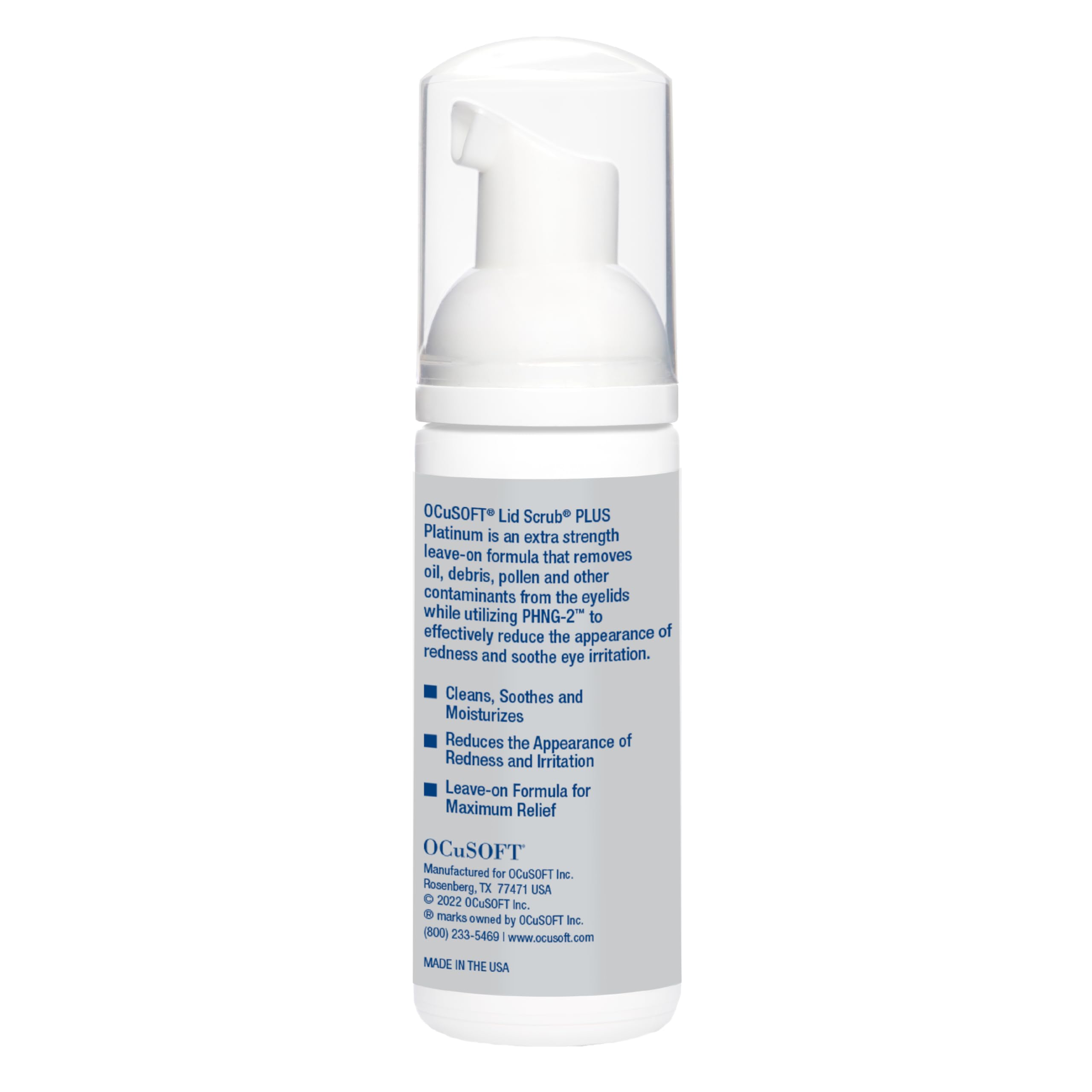 OCuSOFT Lid Scrub Plus Platinum, espuma pre-lavada para ojos.