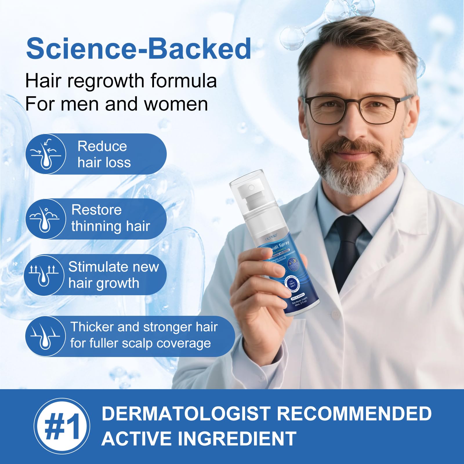 OCVWJKD Beard growth spray use image showing facial application for growth support.