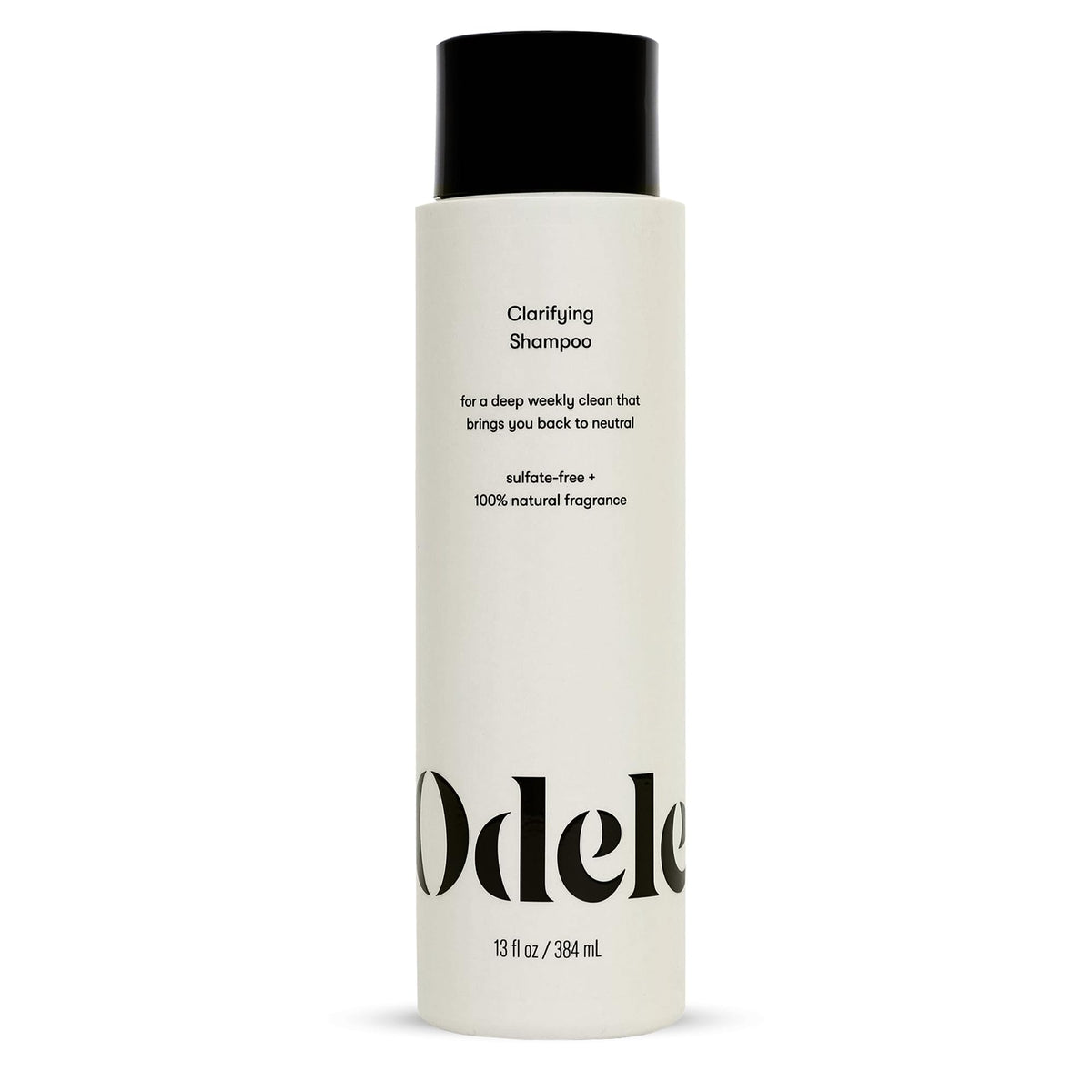 Odele Clarifying Shampoo en bote mostrando limpieza profunda para todo tipo de cabello.