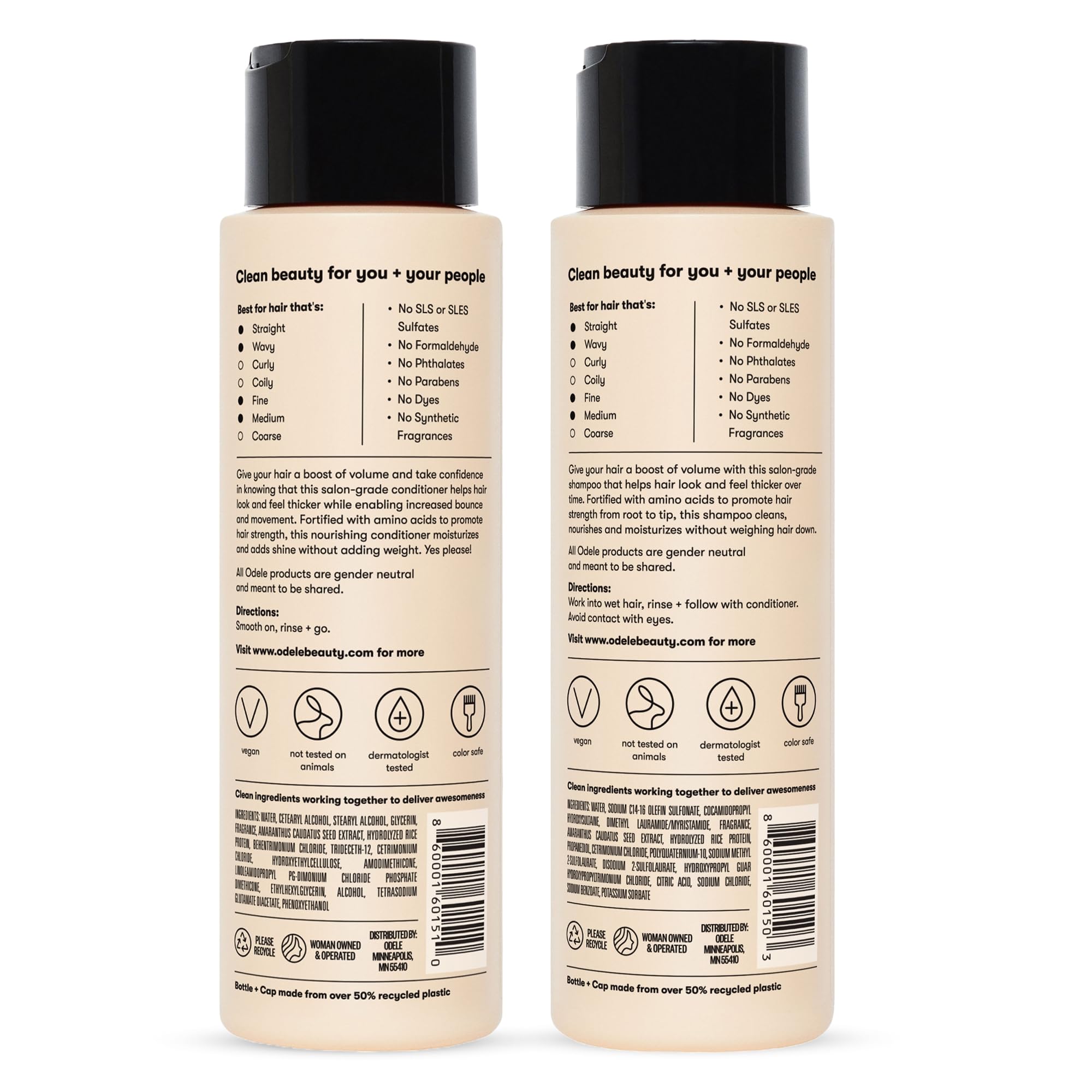 Odele product label highlighting sulfate-free, color-safe formula