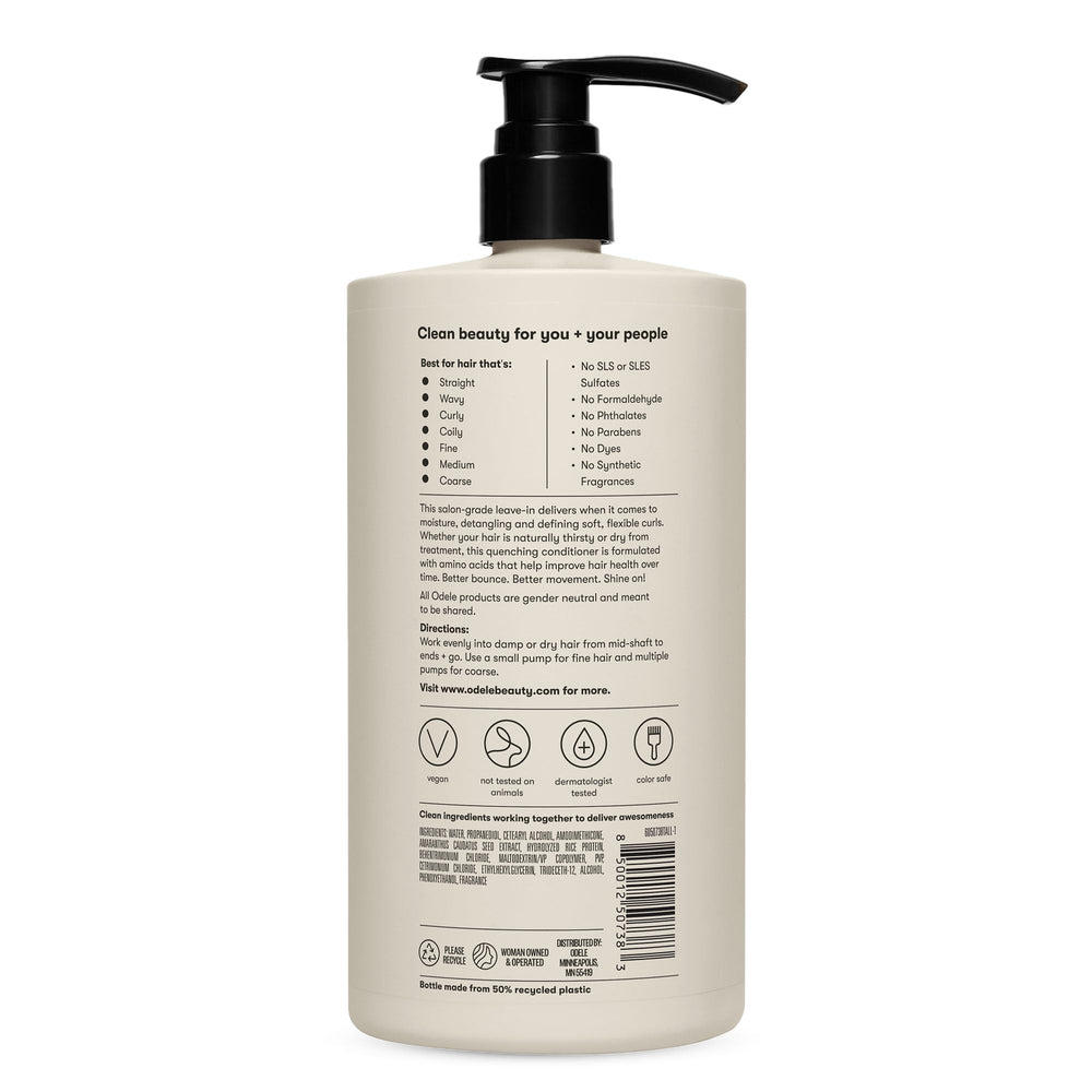 Odele Leave-In Conditioner shown with damp hair styling prep routine