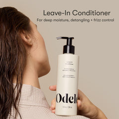 Odele Leave-In Conditioner bottle label close-up highlighting vegan, cruelty-free formula