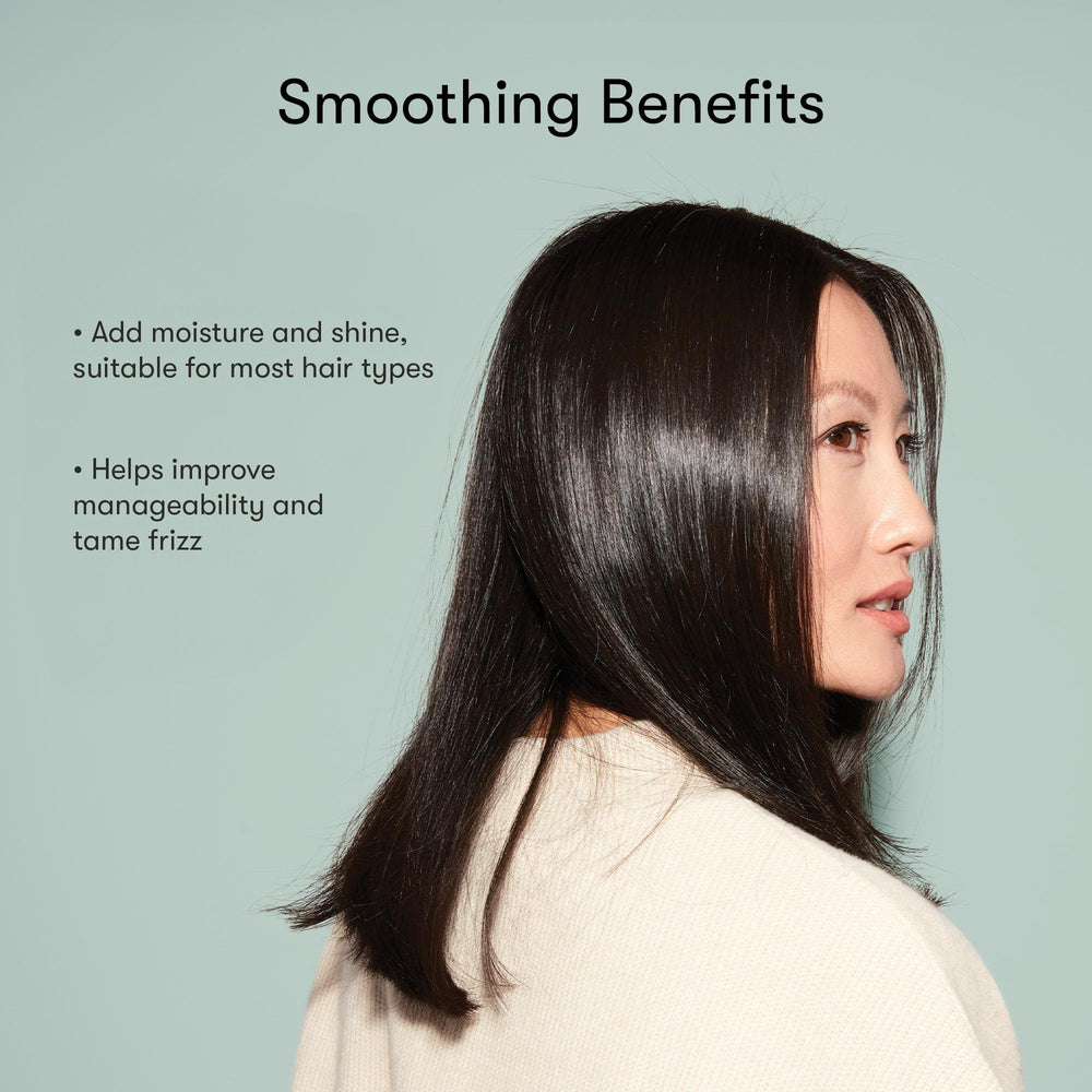 Smoothing conditioner on straight to curly hair after use for shine