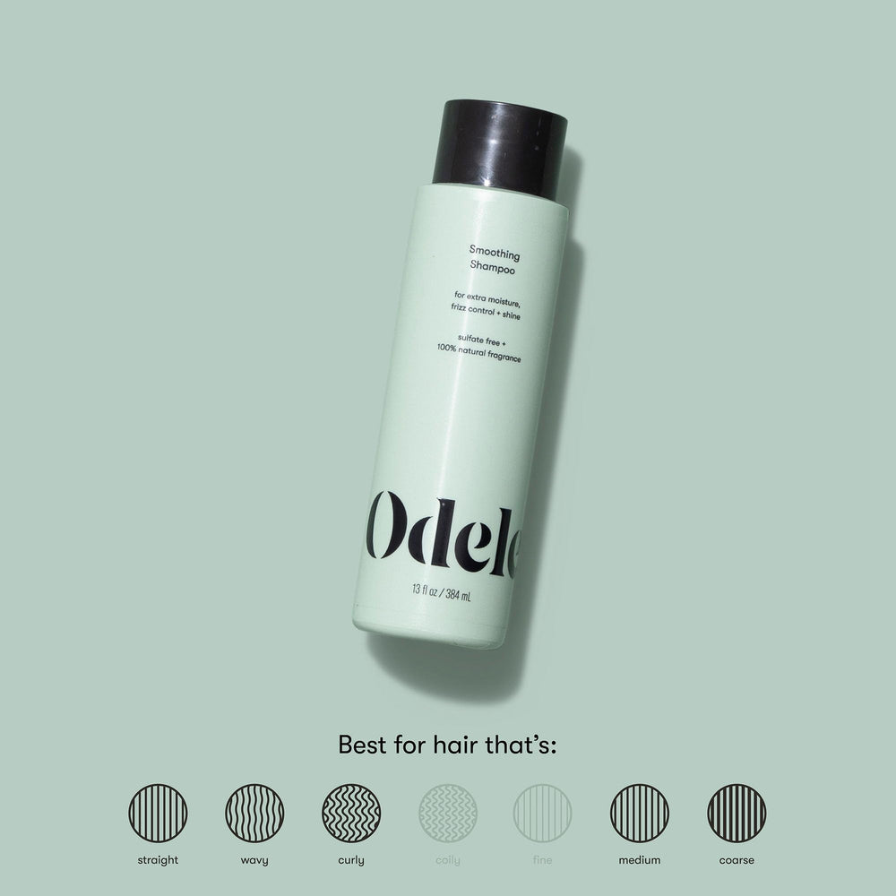 Odele Smoothing Shampoo applied on hair reveals smooth, glossy strands