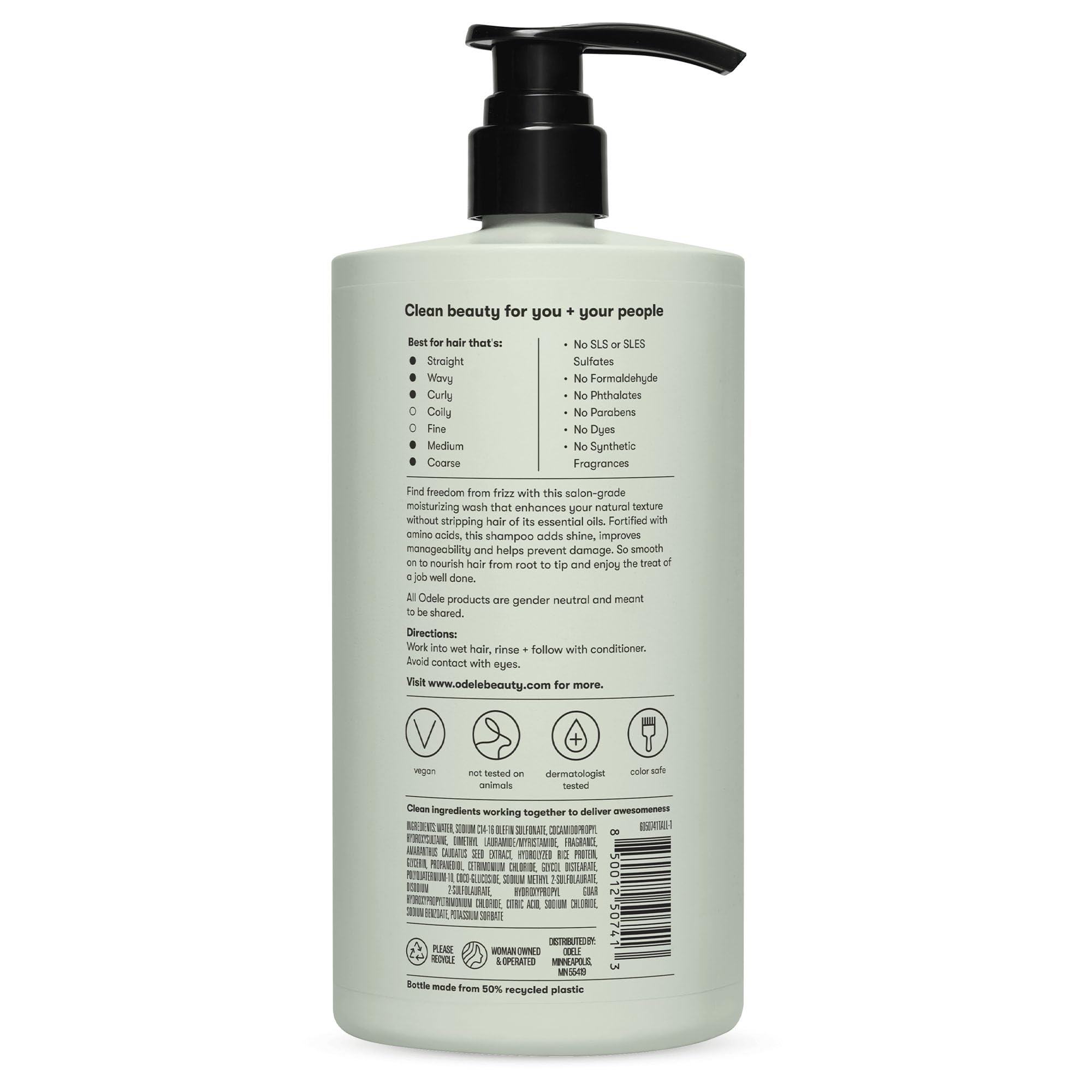 Odele Smoothing Shampoo vegan, color-safe, cruelty-free
