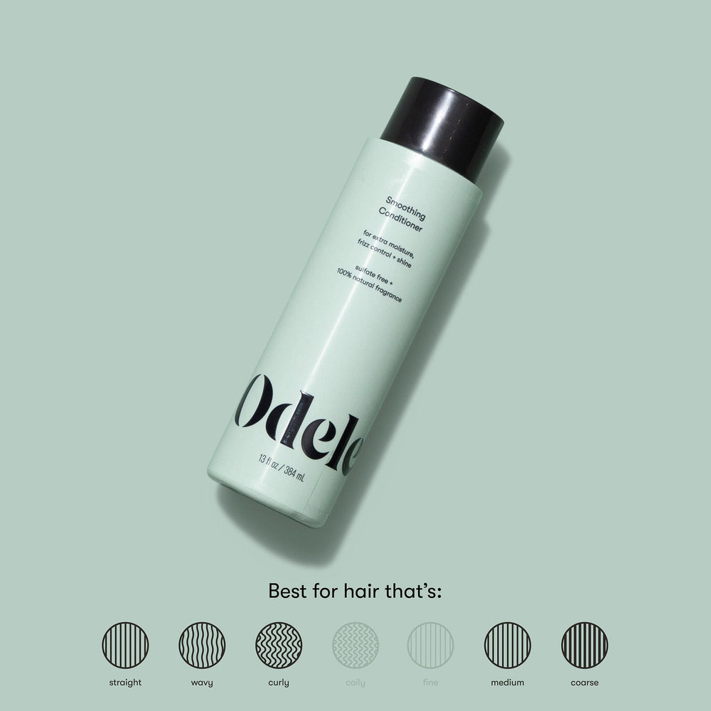 Odele Acondicionador Suavizante sin sulfatos, textura cabello en primer plano para suavidad.