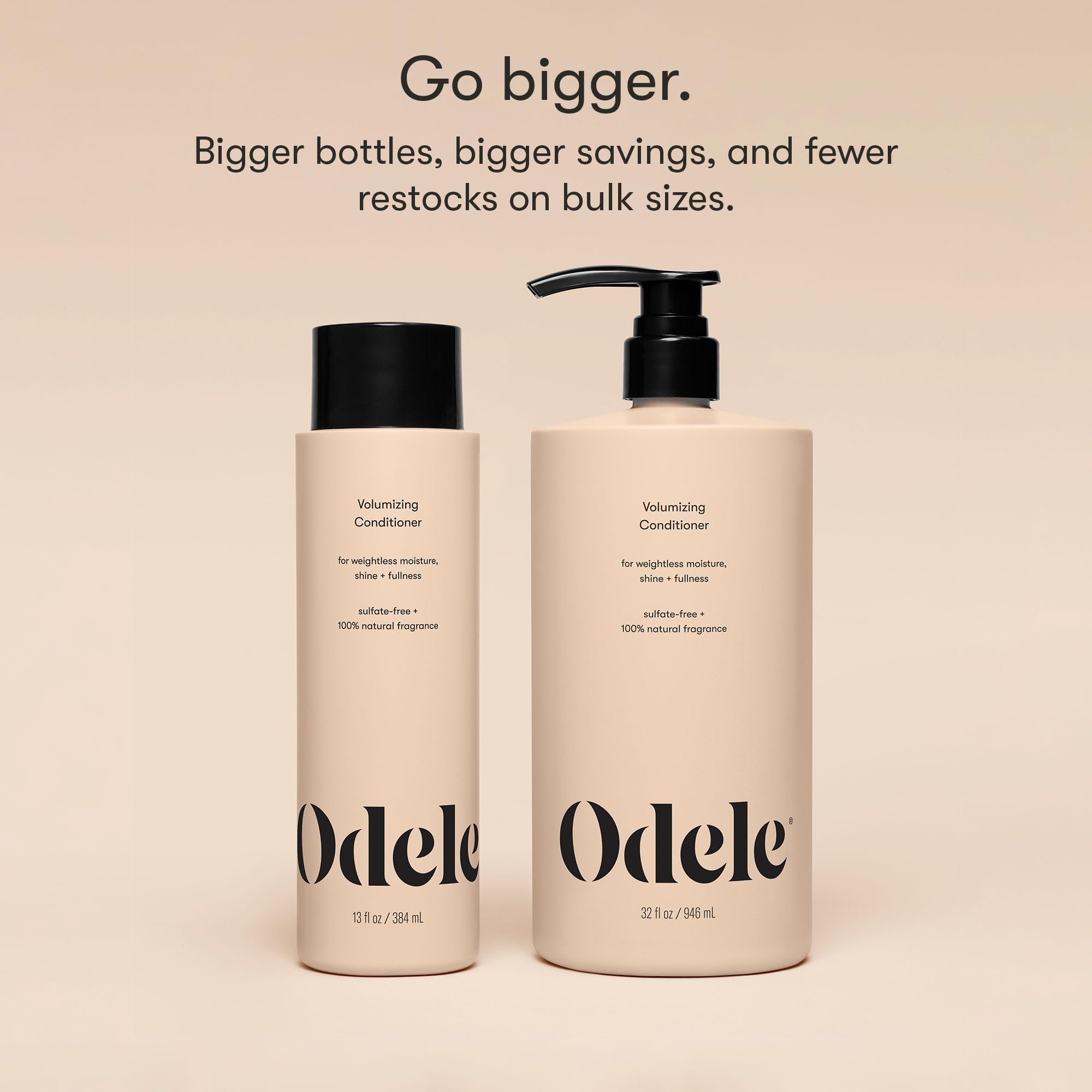 Odele Volumizing Conditioner brand logo beside bottle in lifestyle shot