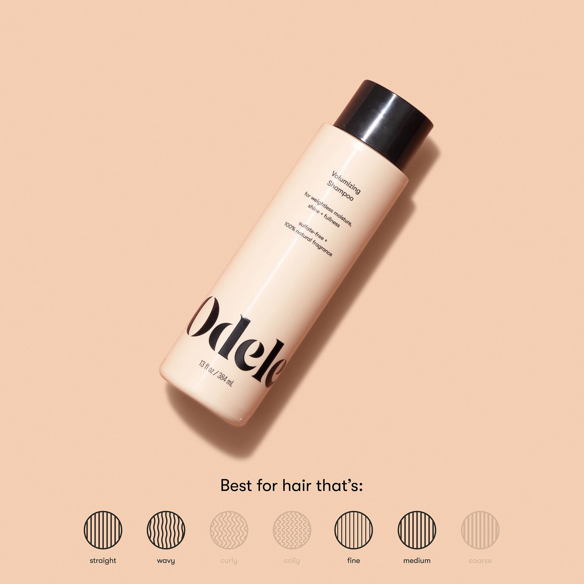 Foamy lather of Odele Volumizing Shampoo gently cleanses without weighing hair down.