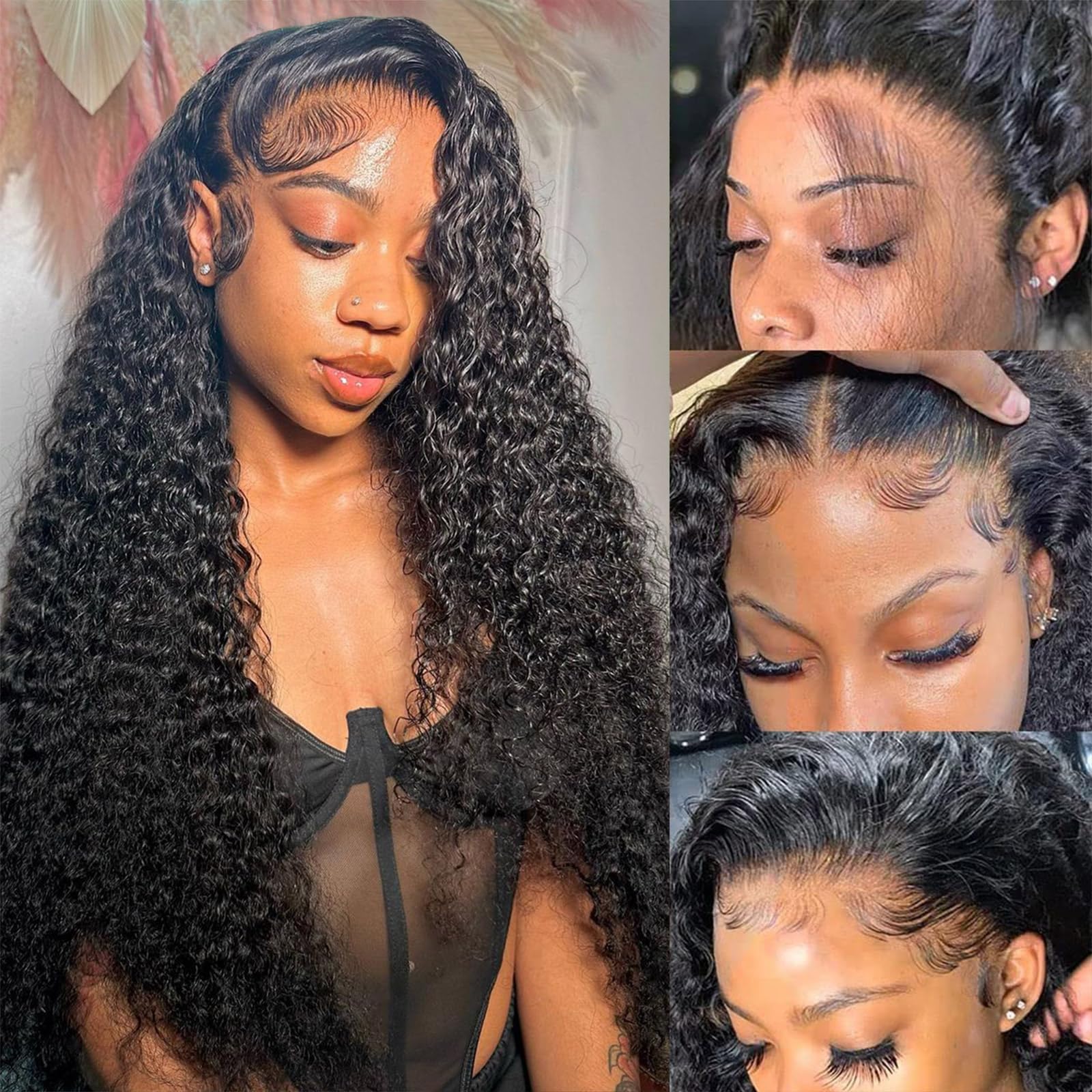 Odored 30 inch deep wave lace front wig shows seamless scalp illusion for daily wear