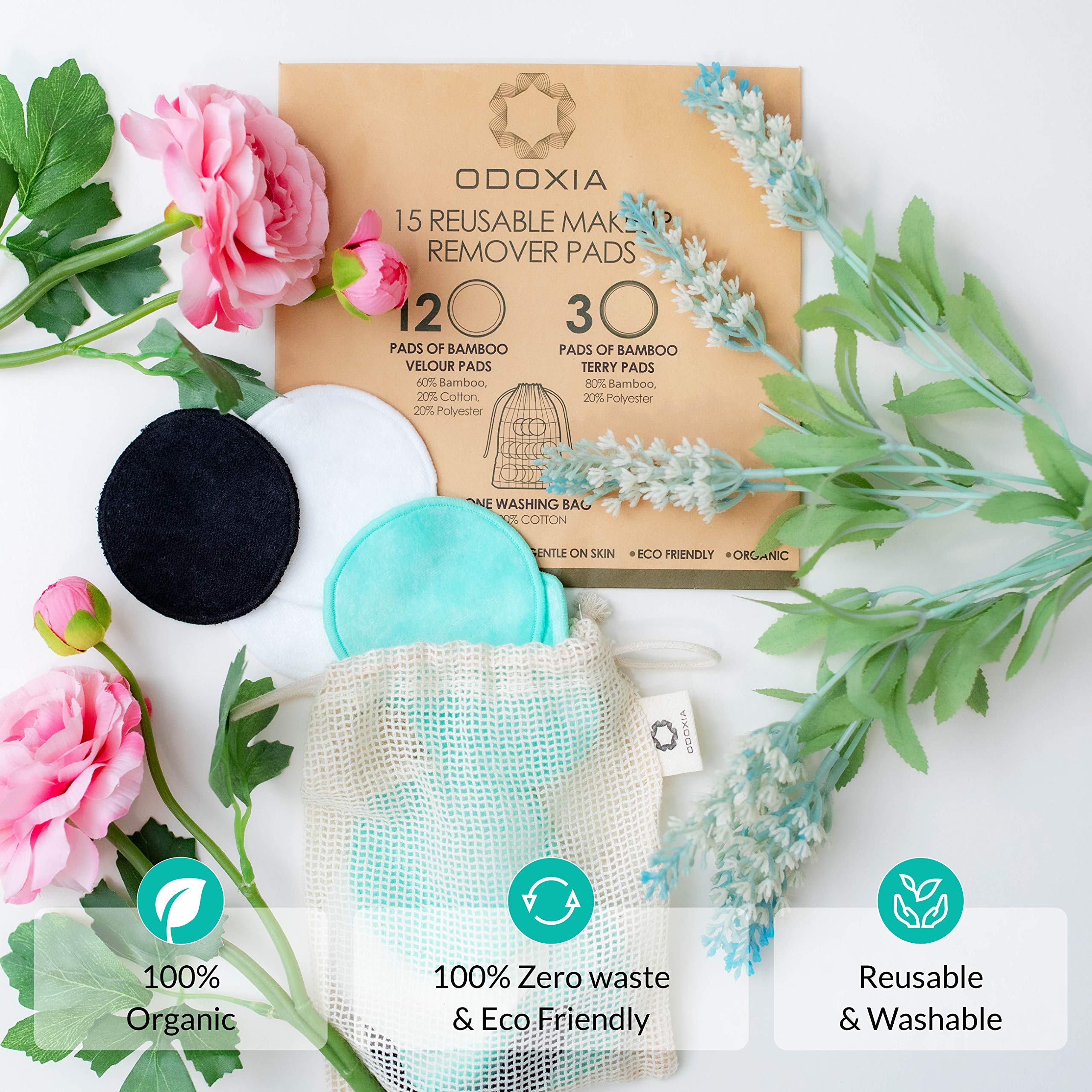 ODOXIA bamboo soft pads for gentle makeup removal and skin care