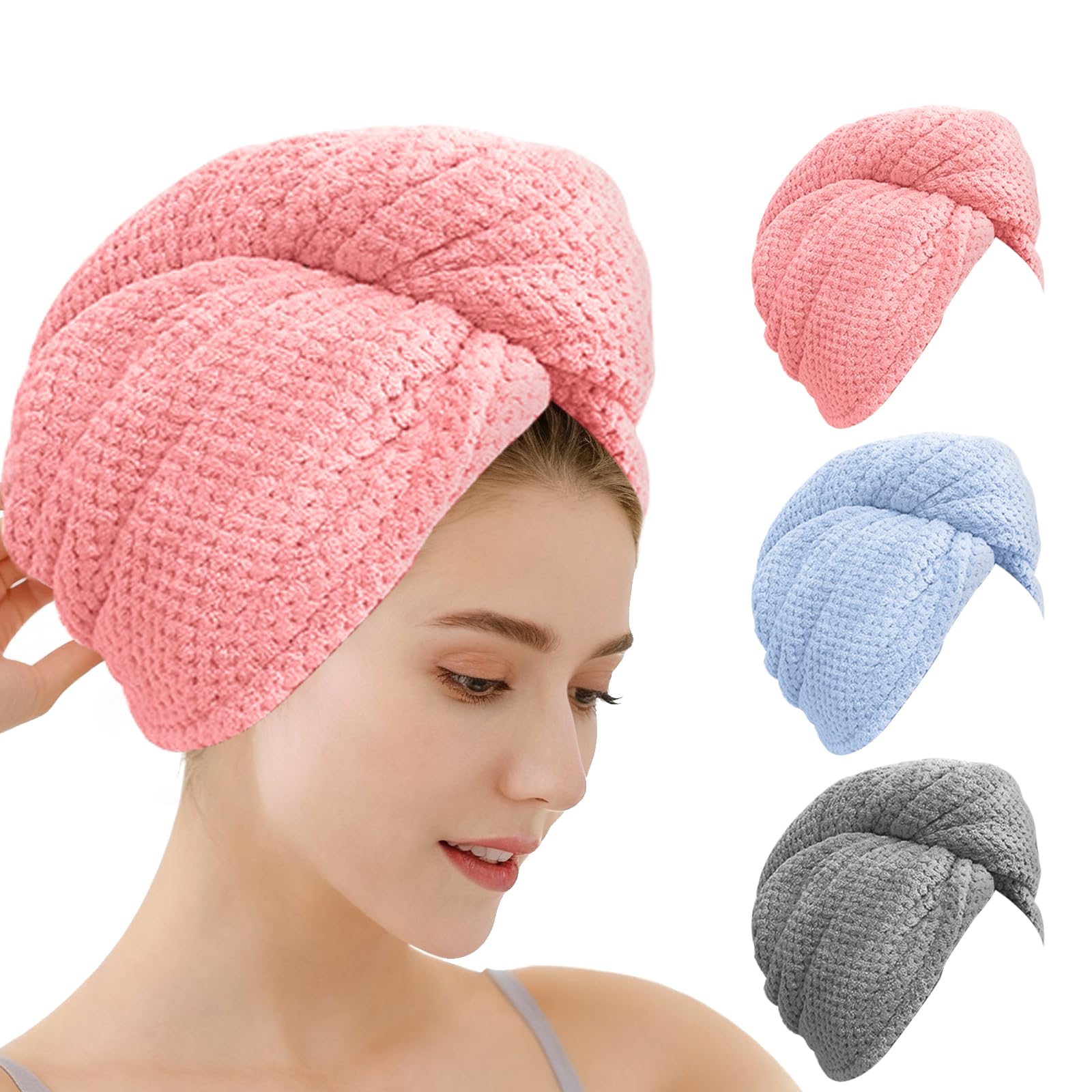 OEAGO microfiber hair towel shows ultra-absorbent fabric for fast drying