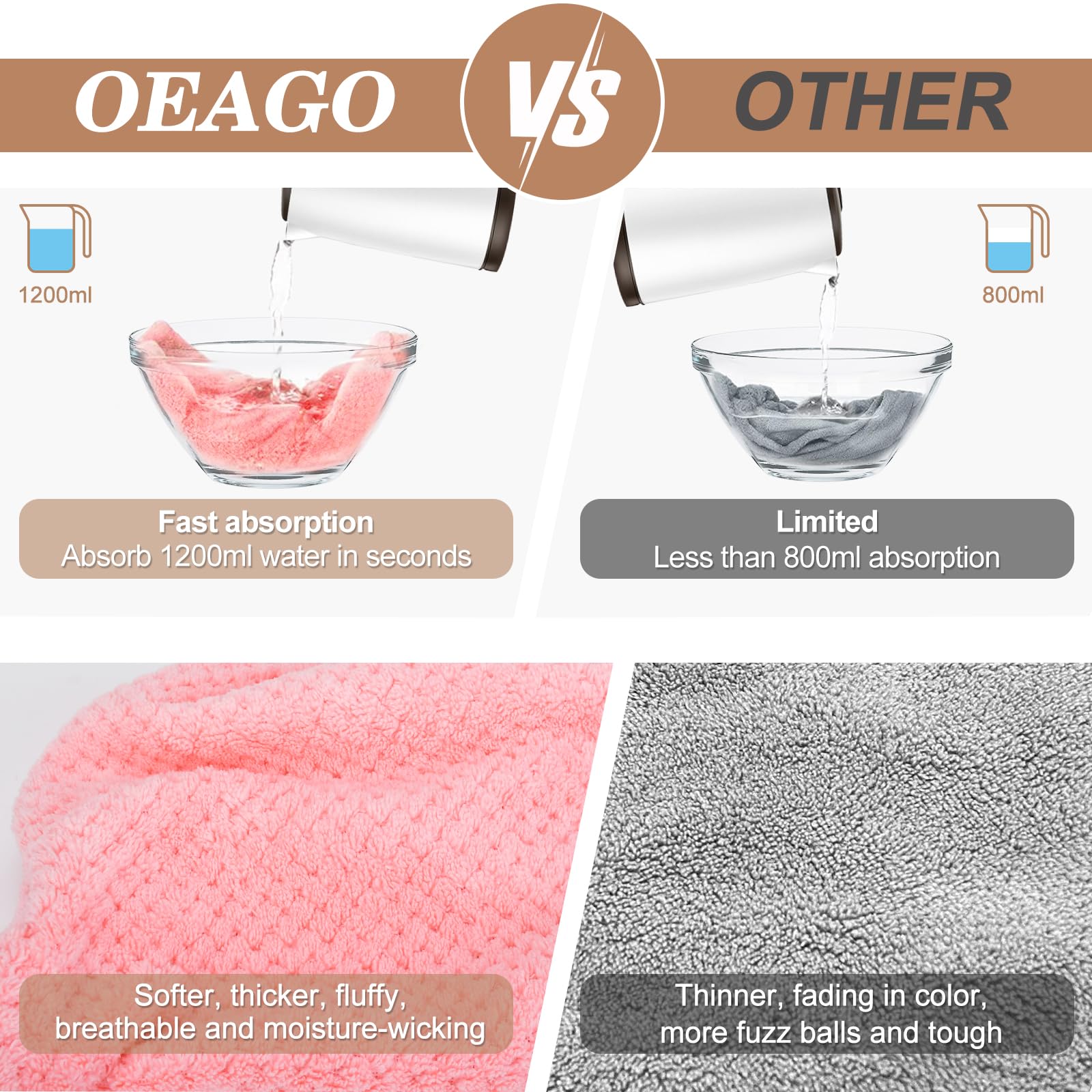 OEAGO towel features a secure button for hands-free wear