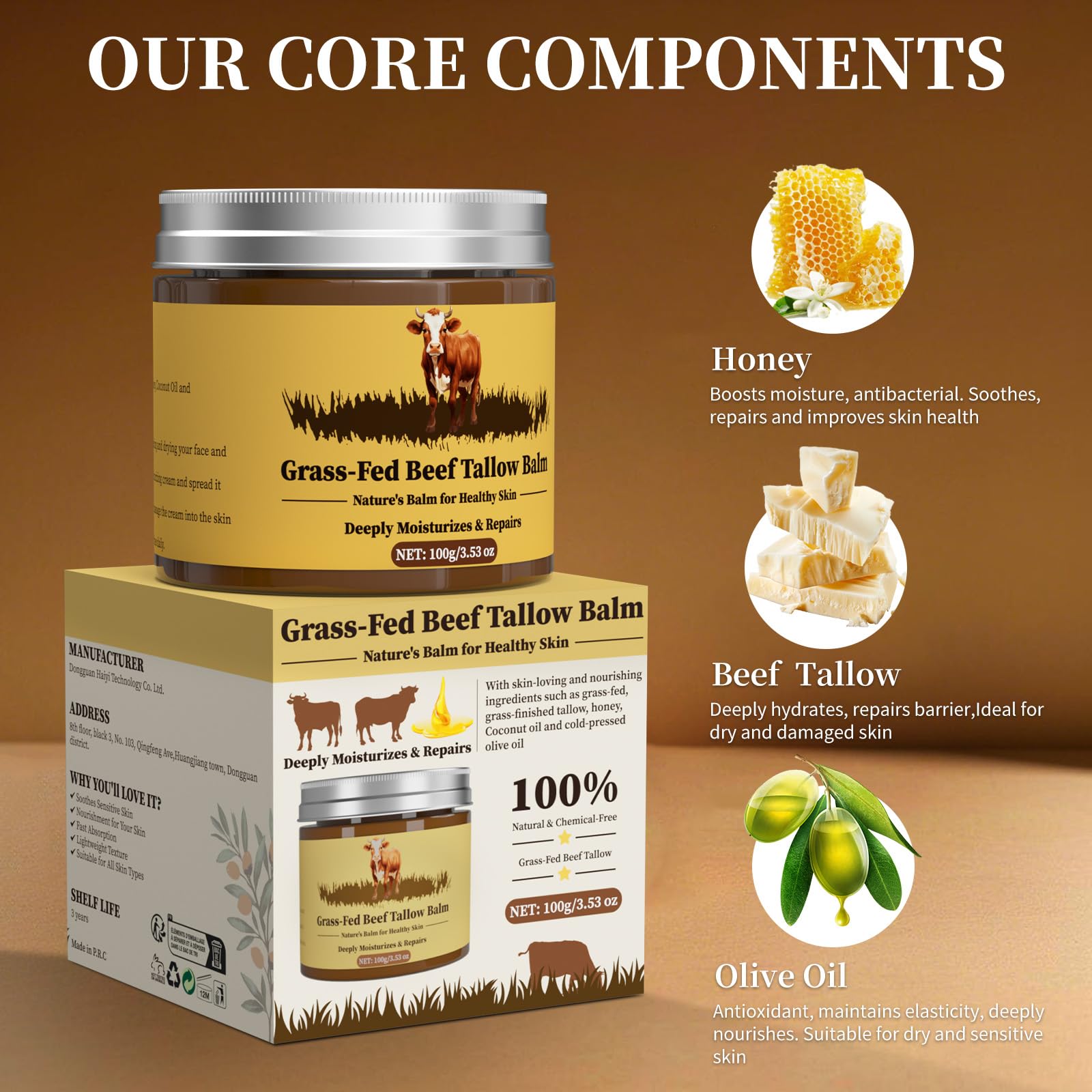 Oebitor whipped beef tallow texture demonstrates a light, non-greasy application.