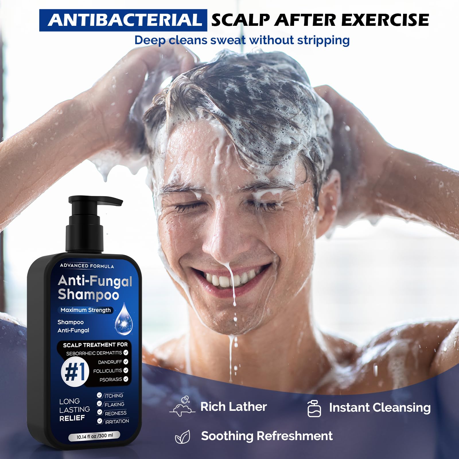 Oely antifungal shampoo foam shows cleansing action for dandruff control and fresh scalp feel
