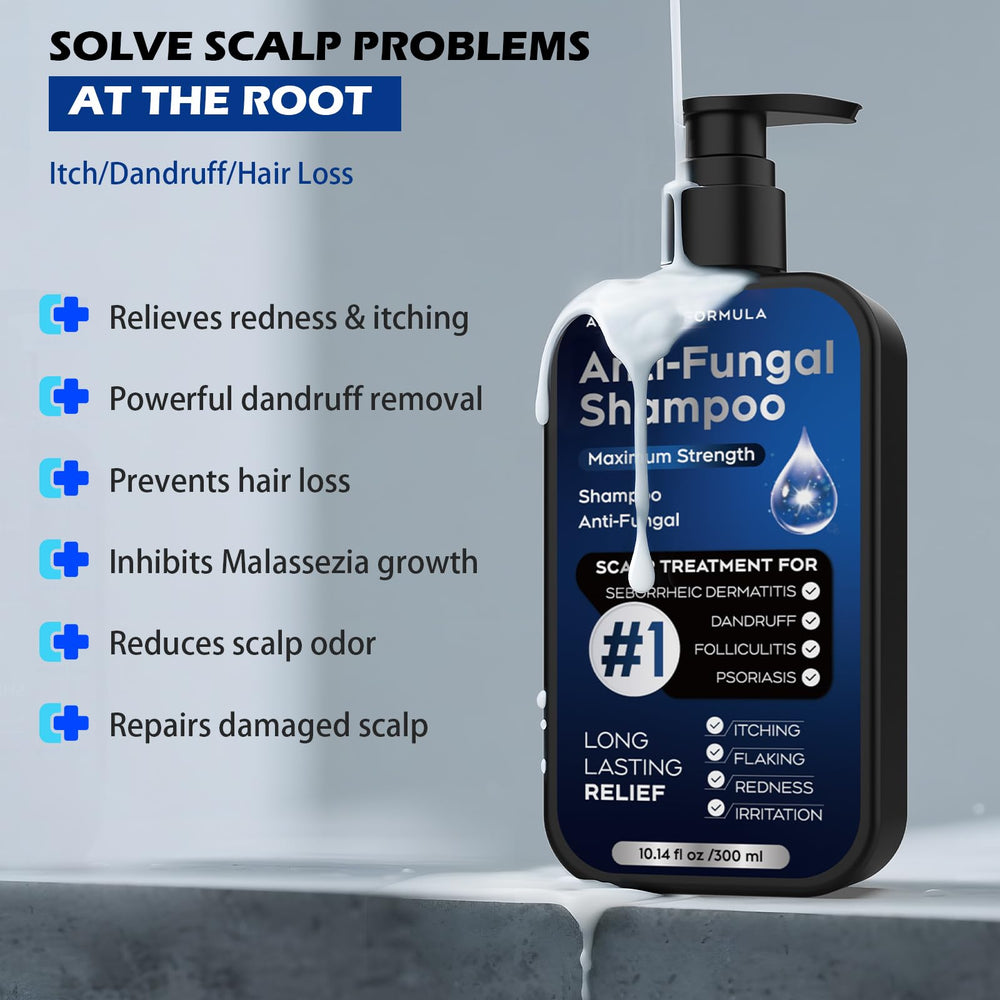 Oely antifungal shampoo packaging showcase with fresh, clean branding